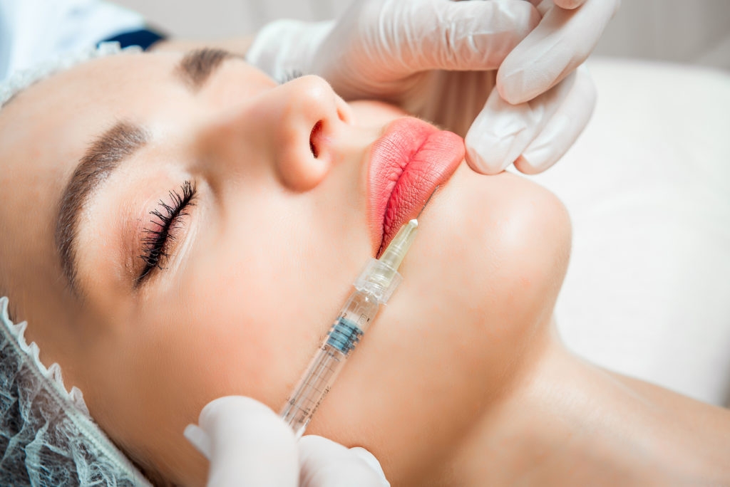 Close-up cosmetic injection appointment
